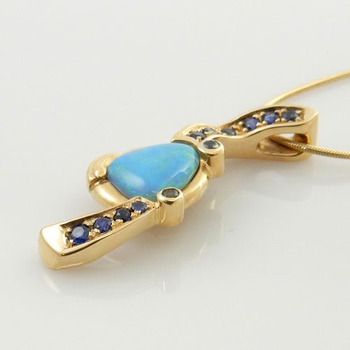 Black Opal Sapphire 14kt Yellow Gold Pendant - DeSantis