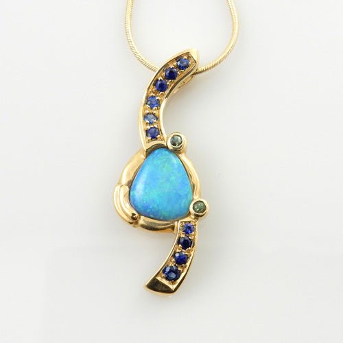 Black Opal Sapphire 14kt Yellow Gold Pendant - DeSantis