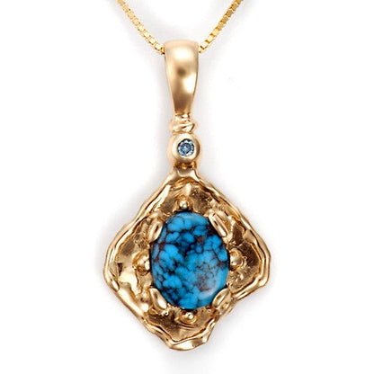 Blue Diamond with Turquoise 14kt Gold Pendant - DeSantis