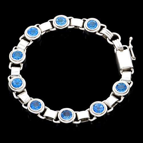 Blue Topaz Sterling Silver Link Bracelet - DeSantis