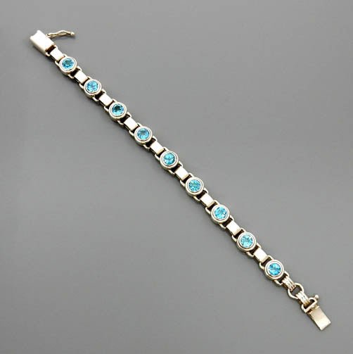 Blue Topaz Sterling Silver Link Bracelet - DeSantis