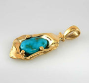 Custom 14kt Gold Royston Turquoise Pendant - DeSantis