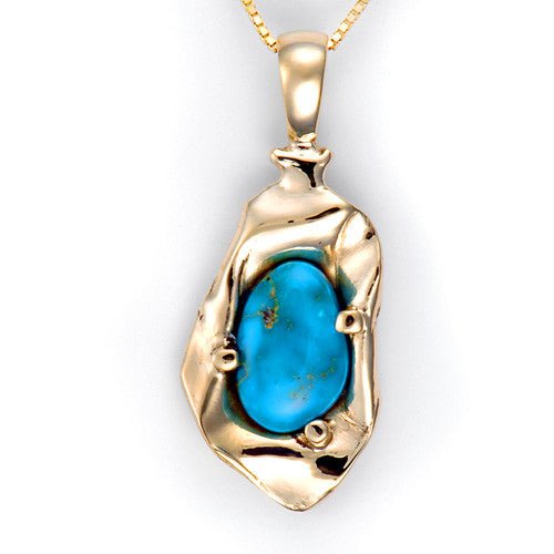 Custom 14kt Gold Royston Turquoise Pendant - DeSantis