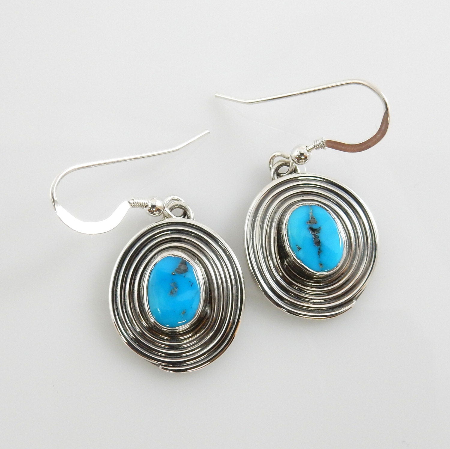 Designer Sterling Silver Turquoise Dangle Earrings - DeSantis