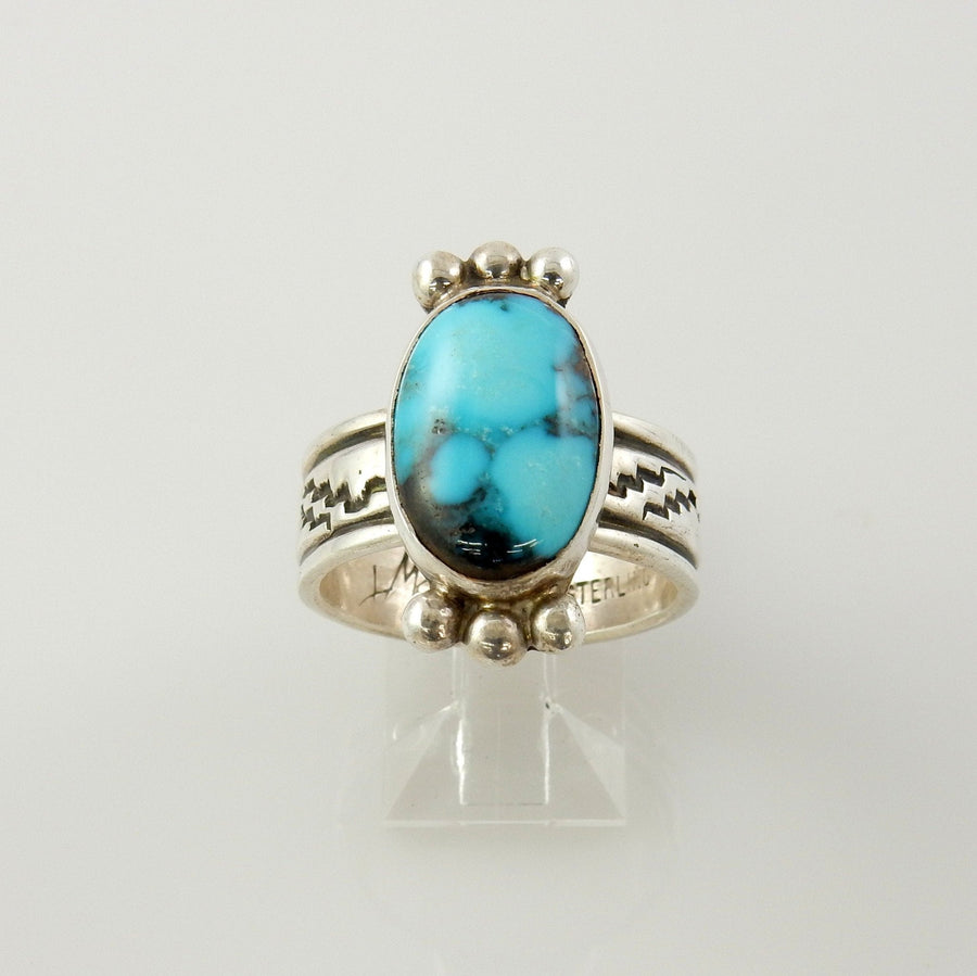 Genuine Turquoise Ring, Sterling Silver Ring, boho turquoise ring, anniversary gift, southwestern silver turquoise ring size 8.5 - DeSantis