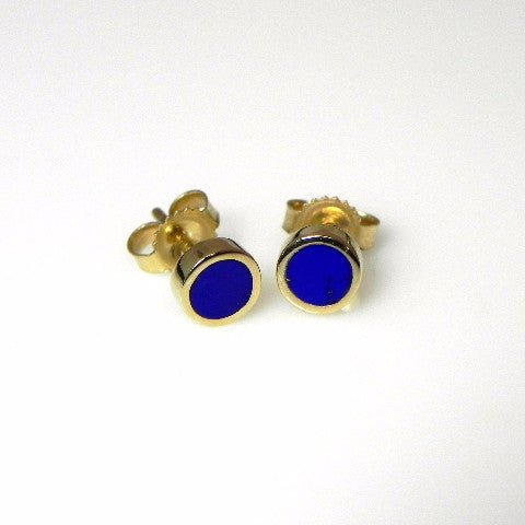 Handcrafted 14kt Gold Lapis Lazuli Stud Earrings - DeSantis