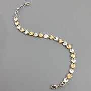 Handcrafted Adjustable Sterling Silver and 14kt Gold Heart Link Bracelet - DeSantis