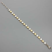 Handcrafted Adjustable Sterling Silver and 14kt Gold Heart Link Bracelet - DeSantis