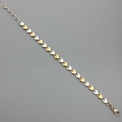 Handcrafted Adjustable Sterling Silver and 14kt Gold Heart Link Bracelet - DeSantis