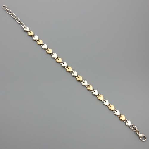 Handcrafted Adjustable Sterling Silver and 14kt Gold Heart Link Bracelet - DeSantis