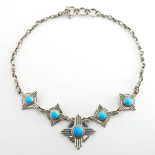 Handcrafted Adjustable Sterling Silver Zia Turquoise Necklace - DeSantis