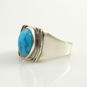 Handcrafted Modern Sterling Silver Blue Turquoise Ring, Unique Silver Turquoise Designer Ring, One of a Kind Turquoise Silver Ring Size 9 - DeSantis