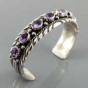 Handcrafted Sterling Silver Amethyst Cuff Bracelet - DeSantis