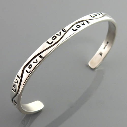 Handcrafted Sterling Silver Love Cuff Bracelet - DeSantis