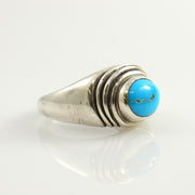 Handcrafted Unique Sterling Silver Blue Turquoise Ring, Nice Unique Southwestern Sterling Turquoise Ring, Silver Turquoise Ring Size 8.5 - DeSantis