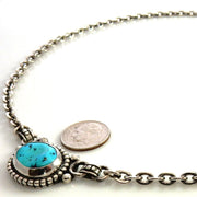 Handmade 21 5/8" Inch Sterling Silver Blue Kingman Turquoise Necklace - DeSantis