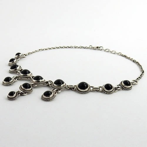 Handmade Adjustable Sterling Silver Black Onyx Necklace - DeSantis