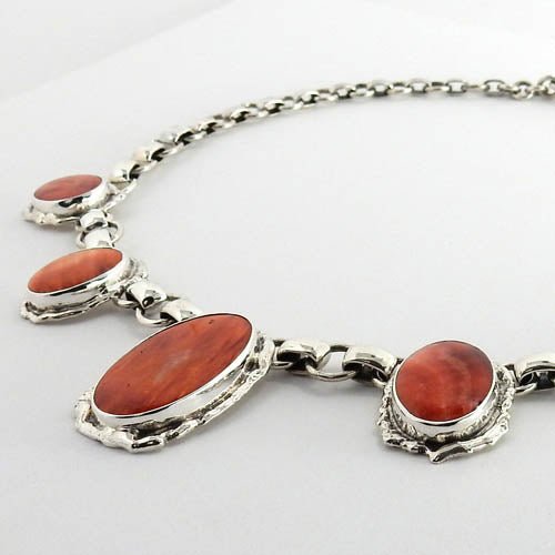 Handmade Adjustable Sterling Silver Spiny Oyster Necklace - DeSantis