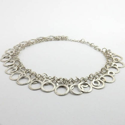 Handmade Adjustable Sterling Silver Textured Hoop Necklace - DeSantis