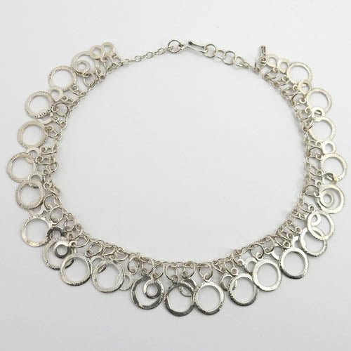 Handmade Adjustable Sterling Silver Textured Hoop Necklace - DeSantis