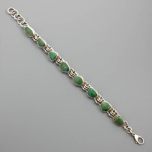 Handmade Adjustable Sterling Silver Turquoise Link Bracelet - DeSantis