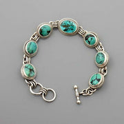 Handmade Adjustable Sterling Silver Turquoise Link Bracelet - DeSantis