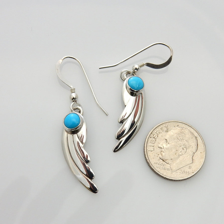 Handmade Silver blue turquoise dangle earrings, sleeping beauty blue turquoise loop earrings for her - DeSantis