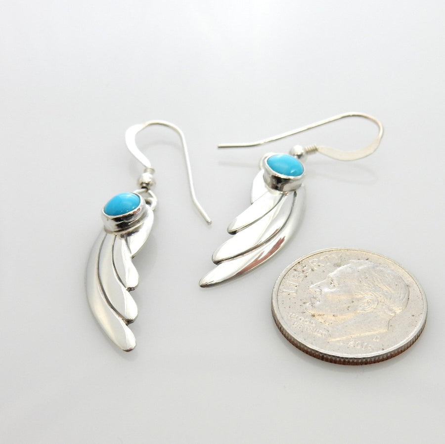 Handmade Silver blue turquoise dangle earrings, sleeping beauty blue turquoise loop earrings for her - DeSantis