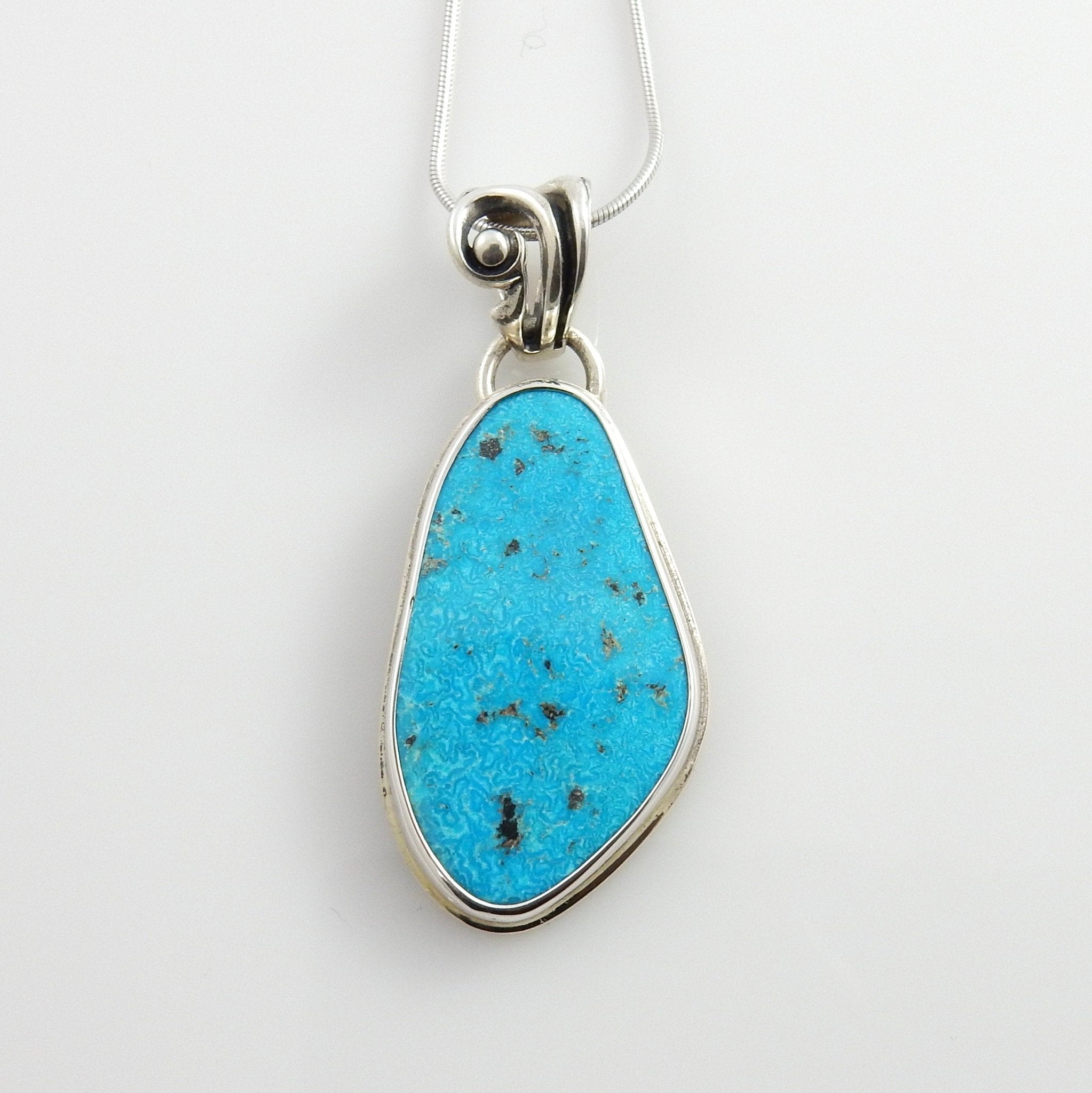 Handmade Silver Morenci Turquoise Pendant - DeSantis