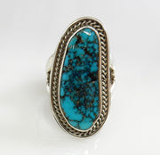 Handmade Southwestern Silver Men's Turquoise Ring size 9 - DeSantis