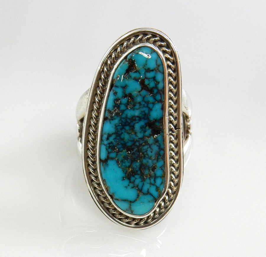 Handmade Southwestern Silver Men's Turquoise Ring size 9 - DeSantis