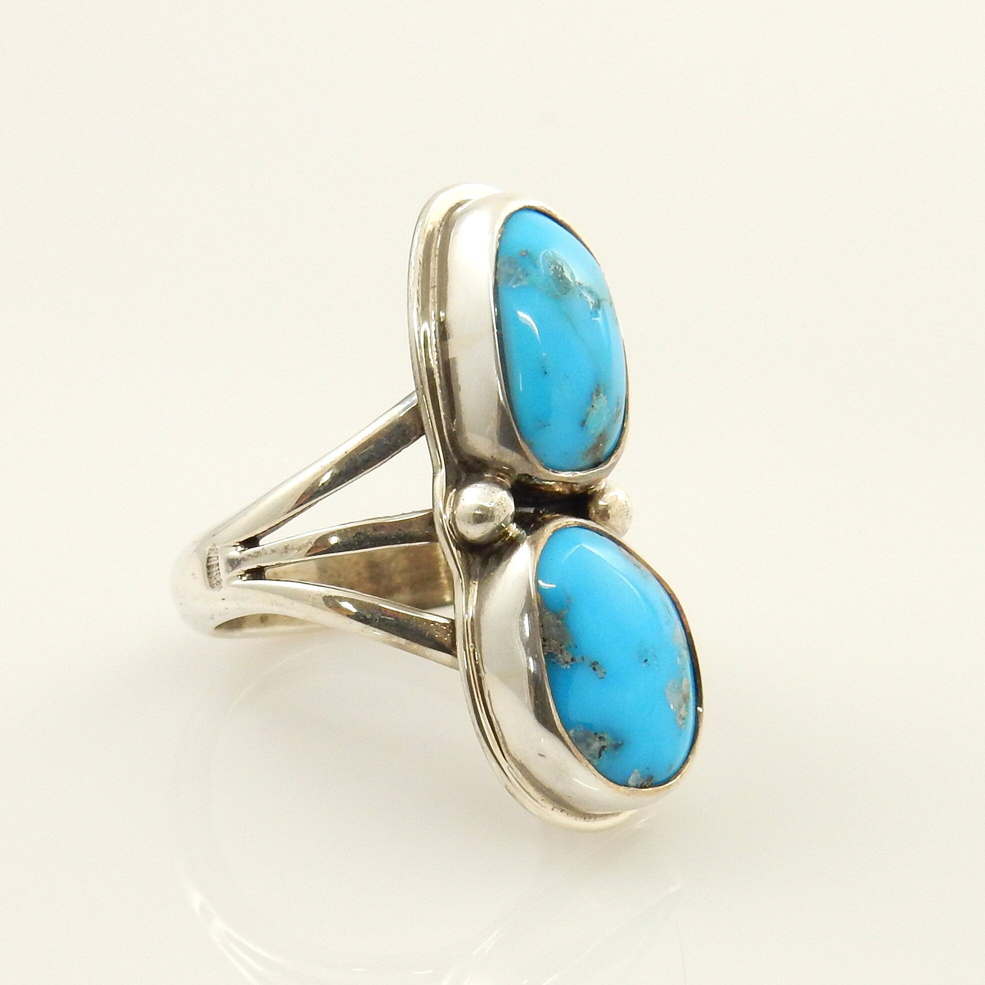 Handmade Southwestern Sterling Silver Blue Natural Turquoise Ring Size 6, silver turquoise ring, blue turquoise handmade sterling ring - DeSantis