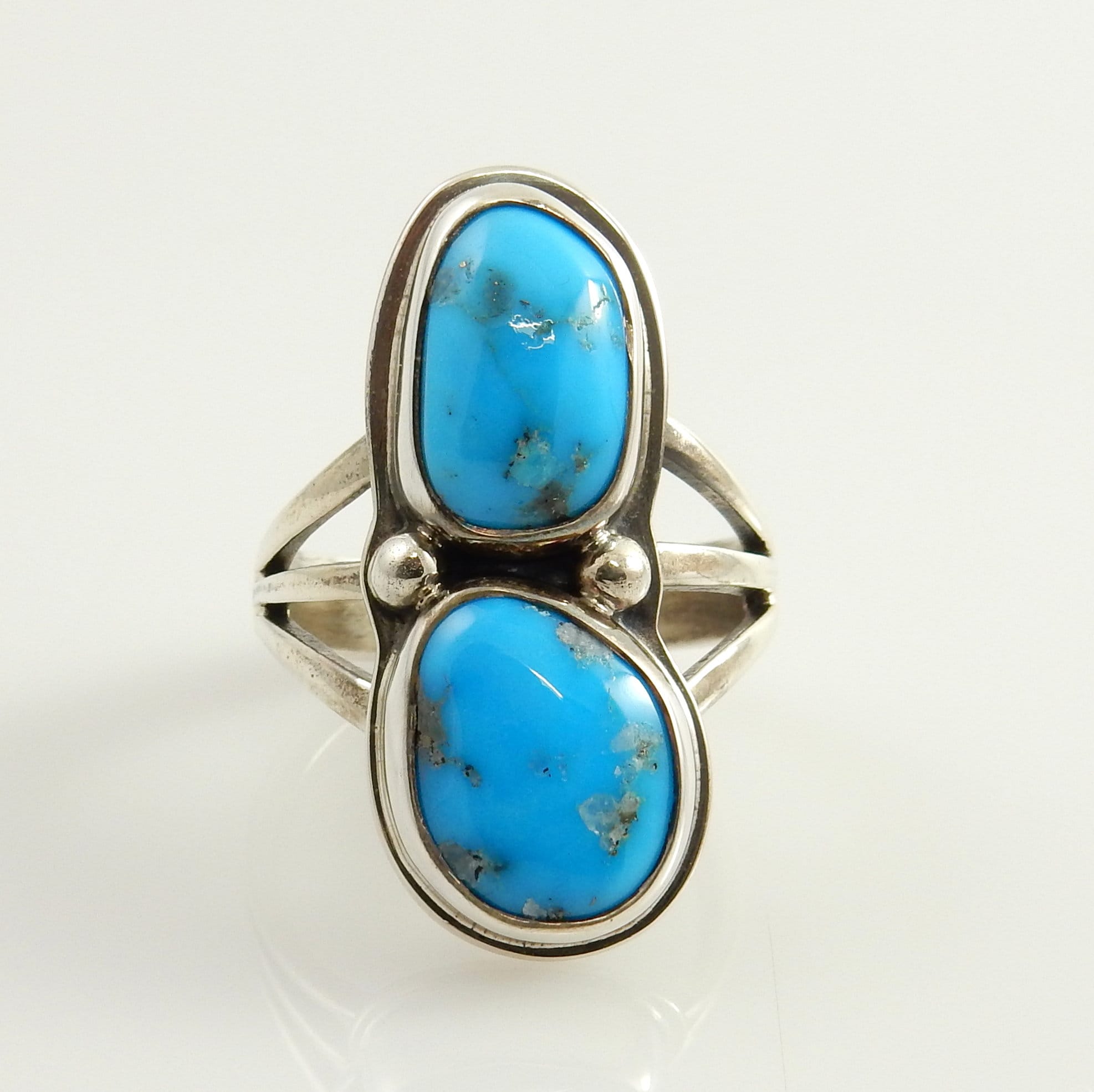 Handmade Southwestern Sterling Silver Blue Natural Turquoise Ring Size 6, silver turquoise ring, blue turquoise handmade sterling ring - DeSantis