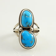 Handmade Southwestern Sterling Silver Blue Natural Turquoise Ring Size 6, silver turquoise ring, blue turquoise handmade sterling ring - DeSantis