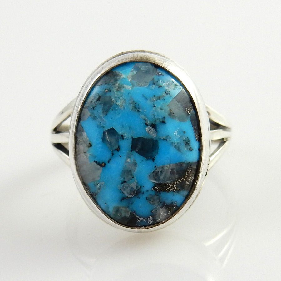 Handmade Sterling Silver Blue Kingman Turquoise Ring, genuine turquoise ring, boho turquoise ring, christmas gift for her Size 6 - DeSantis