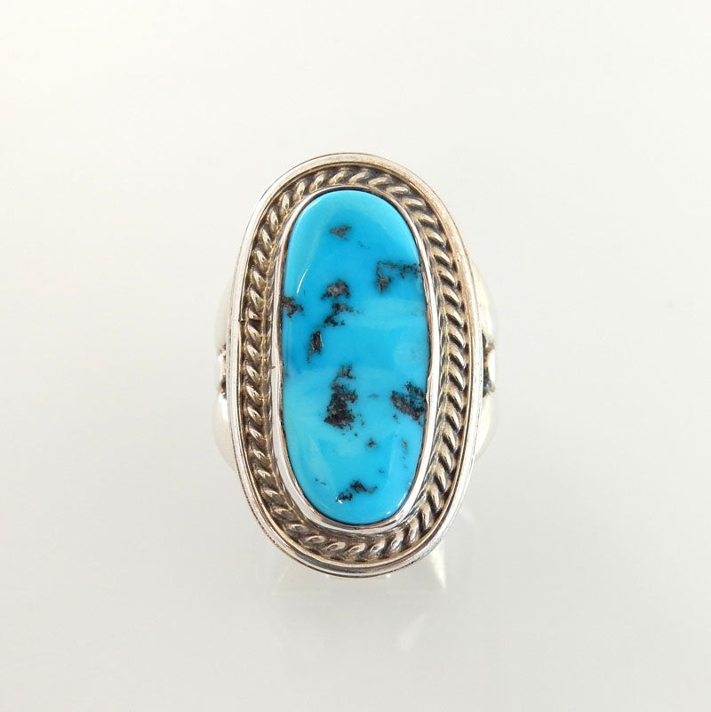 Handmade Sterling Silver Blue Kingman Turquoise Ring Size 8 - DeSantis