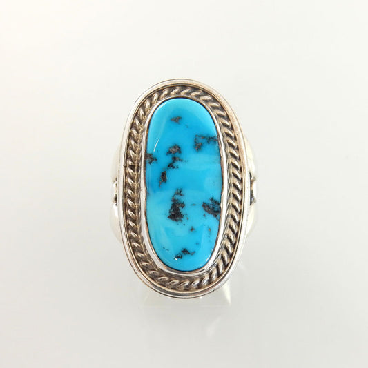 Handmade Sterling Silver Blue Kingman Turquoise Ring Size 8 - DeSantis