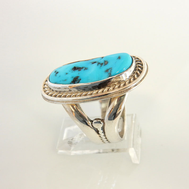 Handmade Sterling Silver Blue Kingman Turquoise Ring Size 8 - DeSantis