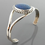 Handmade Sterling Silver Denim Lapis Cuff Bracelet - DeSantis