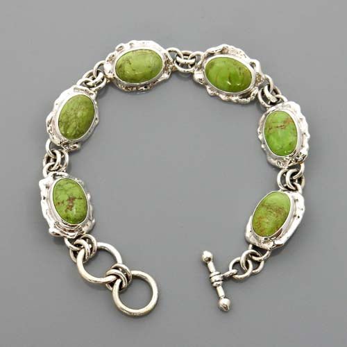 Handmade Sterling Silver Gaspeite Link Bracelet - DeSantis