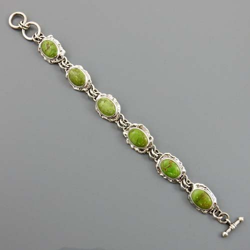 Handmade Sterling Silver Gaspeite Link Bracelet - DeSantis