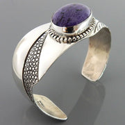 Handmade Sterling Silver Russian Charoite Cuff Bracelet - DeSantis