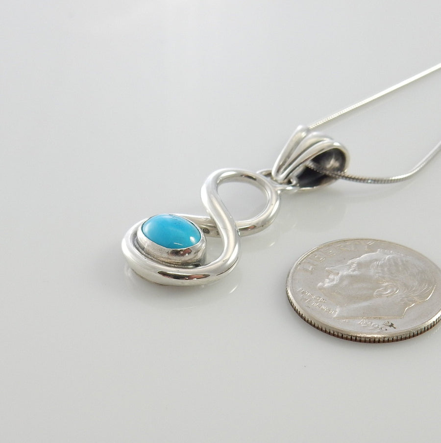 Handmade Sterling Silver turquoise southwestern drop pendant, one of a kind handmade blue turquoise pendant - DeSantis