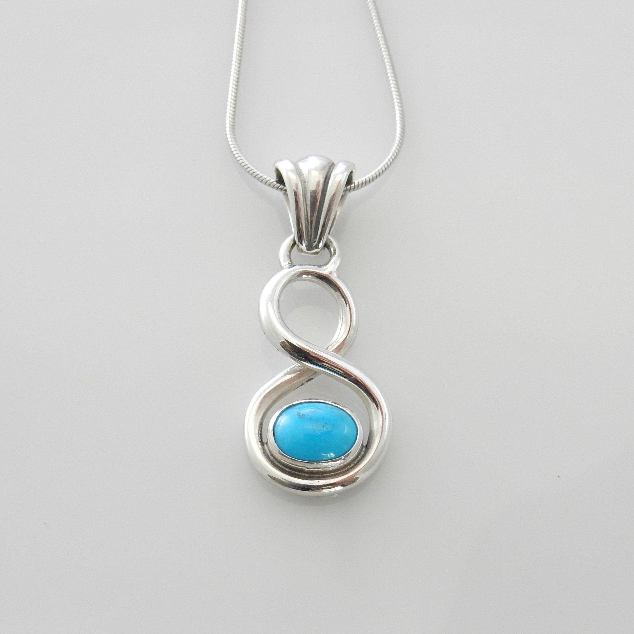 Handmade Sterling Silver turquoise southwestern drop pendant, one of a kind handmade blue turquoise pendant - DeSantis