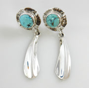 Sterling Silver Blue Turquoise Dangle Post Earrings