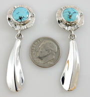 Sterling Silver Blue Turquoise Dangle Post Earrings