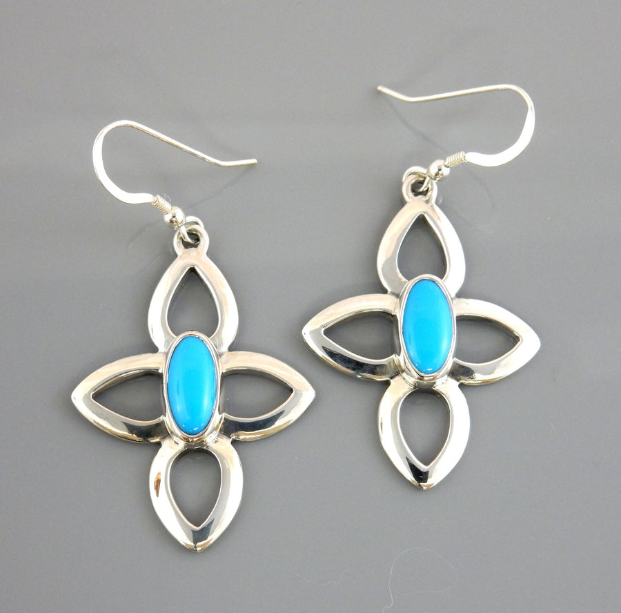 Sterling Silver Blue Turquoise Dangle Earrings