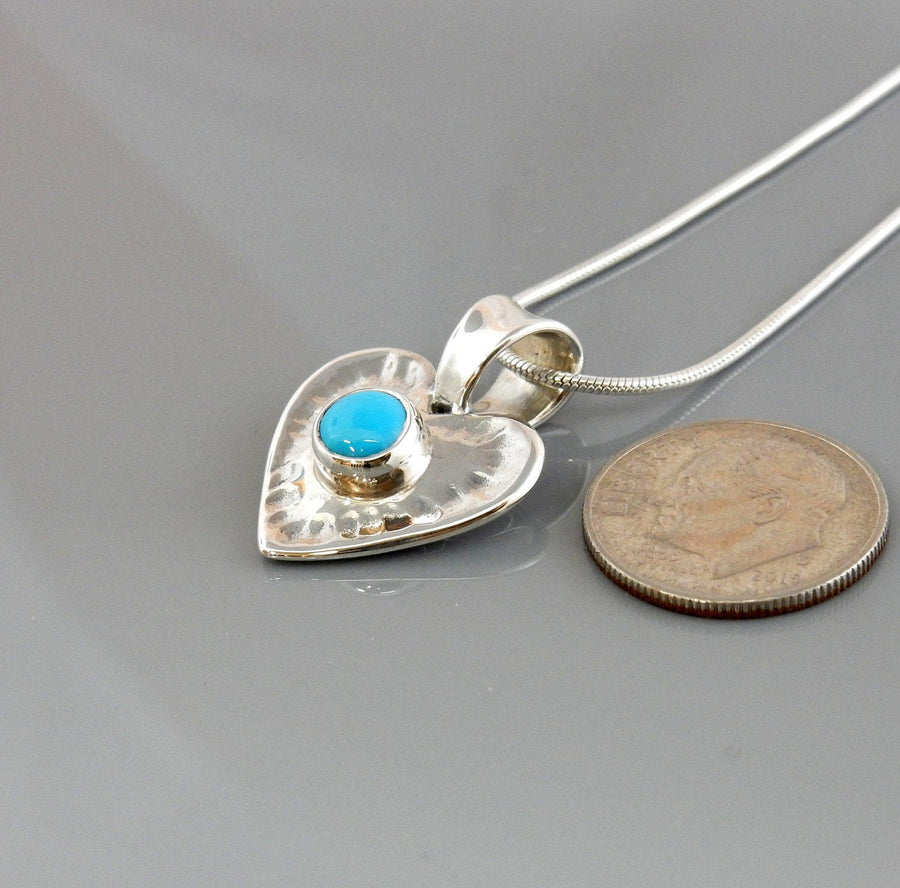 Silver turquoise heart pendant, turquoise silver heart pendant, silver turquoise pendant, unique silver heart turquoise pendant, made in USA