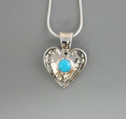 Silver turquoise heart pendant, turquoise silver heart pendant, silver turquoise pendant, unique silver heart turquoise pendant, made in USA