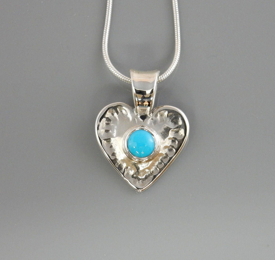 Silver turquoise heart pendant, turquoise silver heart pendant, silver turquoise pendant, unique silver heart turquoise pendant, made in USA